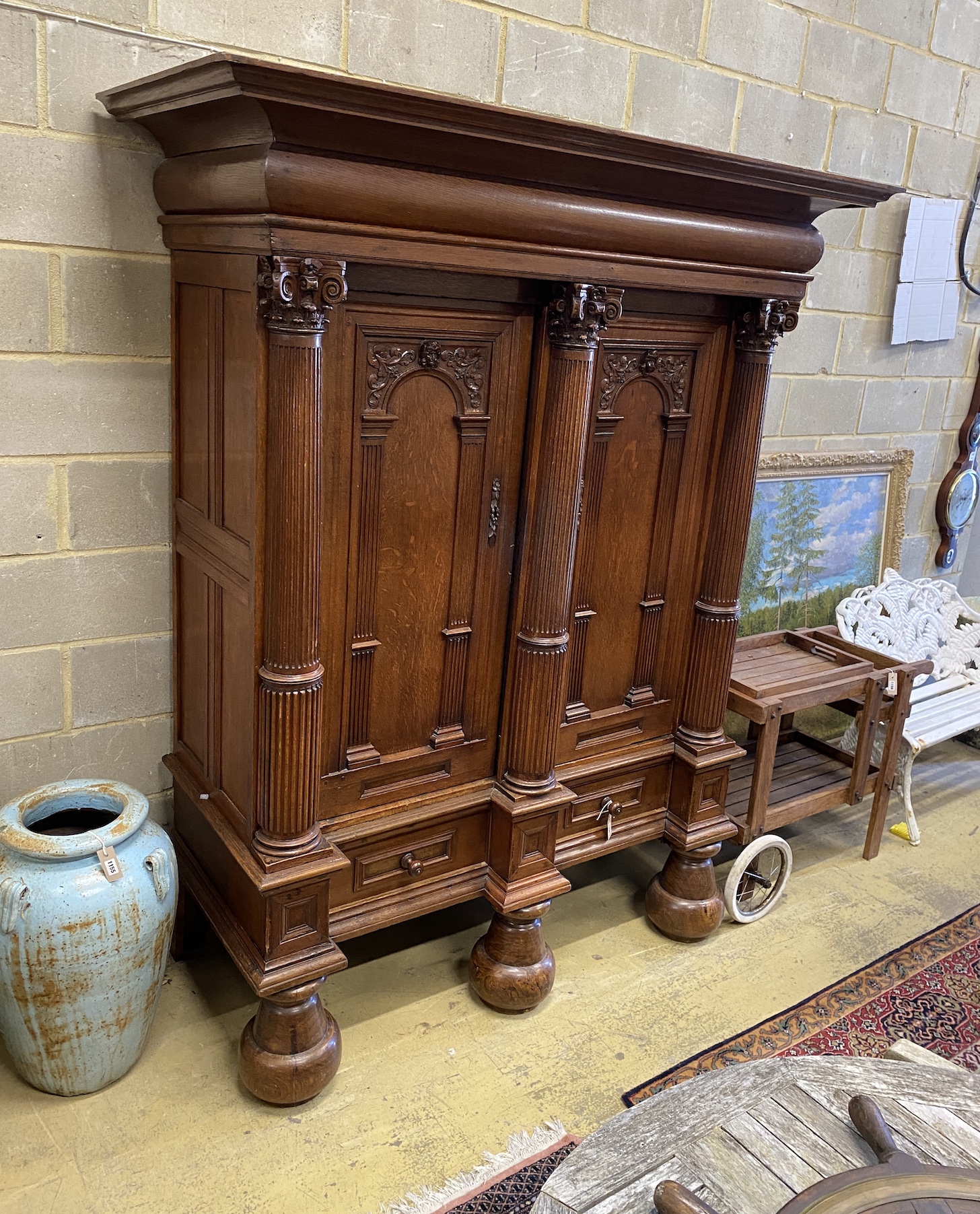 A late 18th / early 19th century Dutch oak armoire, width 172cm, depth 70cm, height 214cm